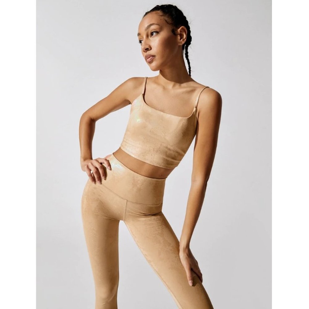 NWT- 2 PIECE Carbon38 Metallic Snake Cami Bra+matching High Rise 7/8 SIZE XS!